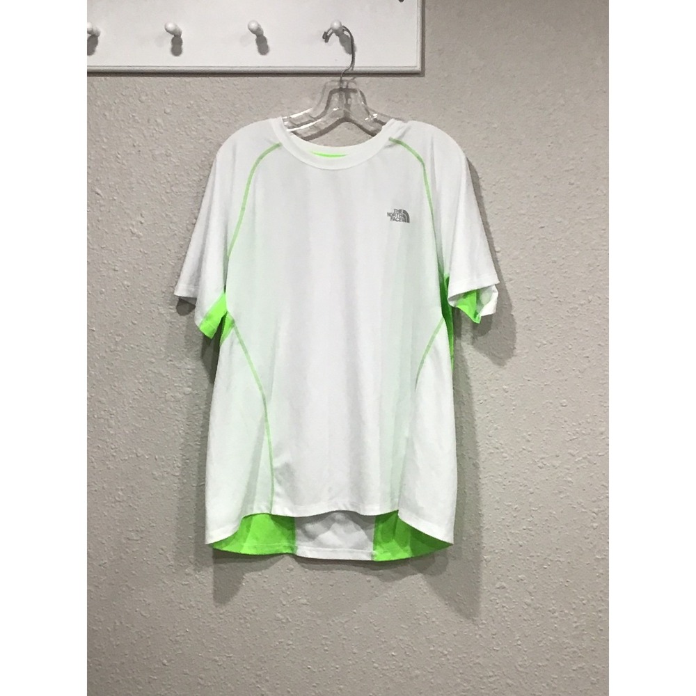The North Face FlashDry Running T-Shirt Mens XL White Neon Green Active Gorpcore